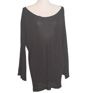 Italian-Made Boat Neck Sweater in Black with Eyelet Detailing